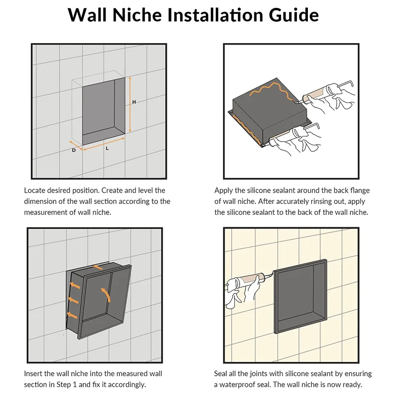 Single-layer stainless steel niche with Light Trough